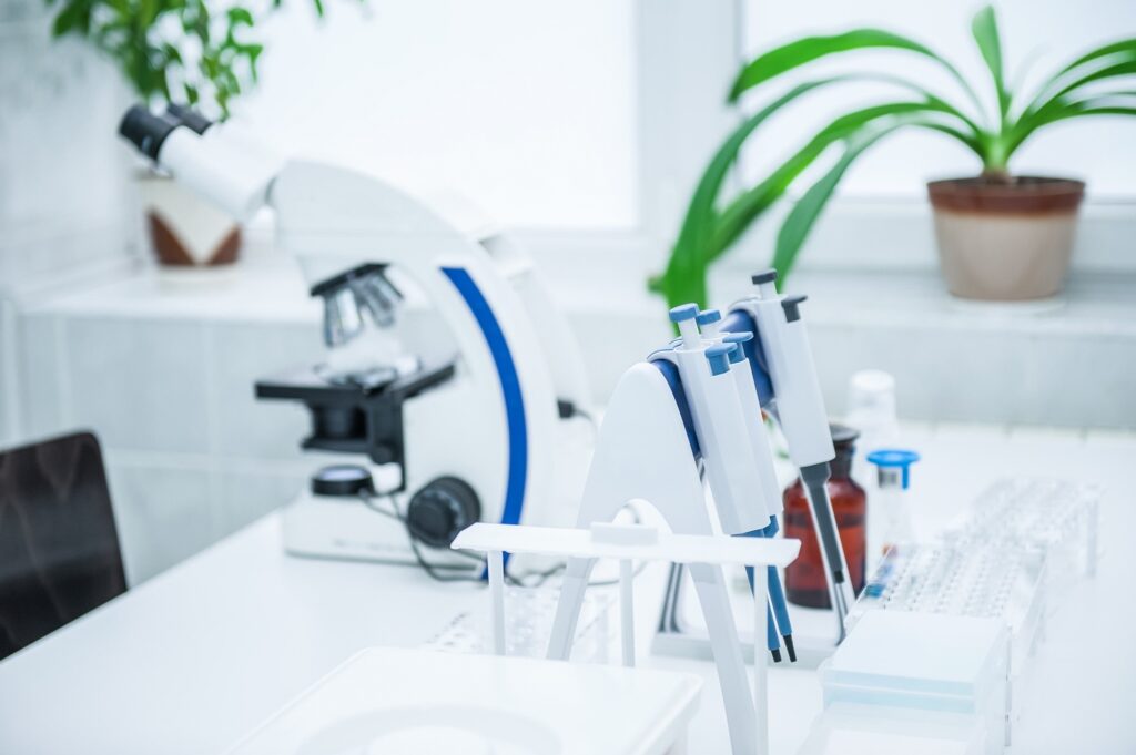 Modern medical laboratory equipment for virus testing.